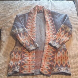 Aztec Patterned Open Front Cardigan With Pockets!!